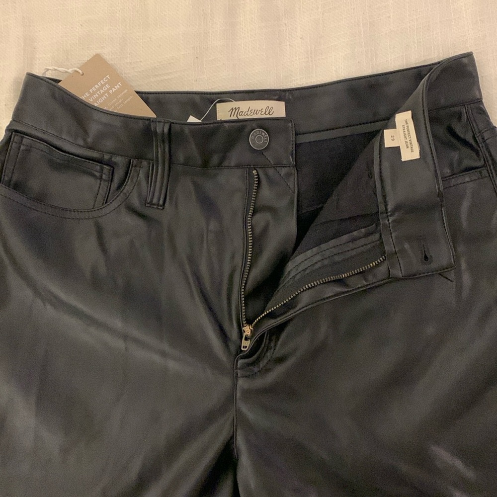 Madewell The Perfect Vintage Straight Leather Pant. Size 29.
